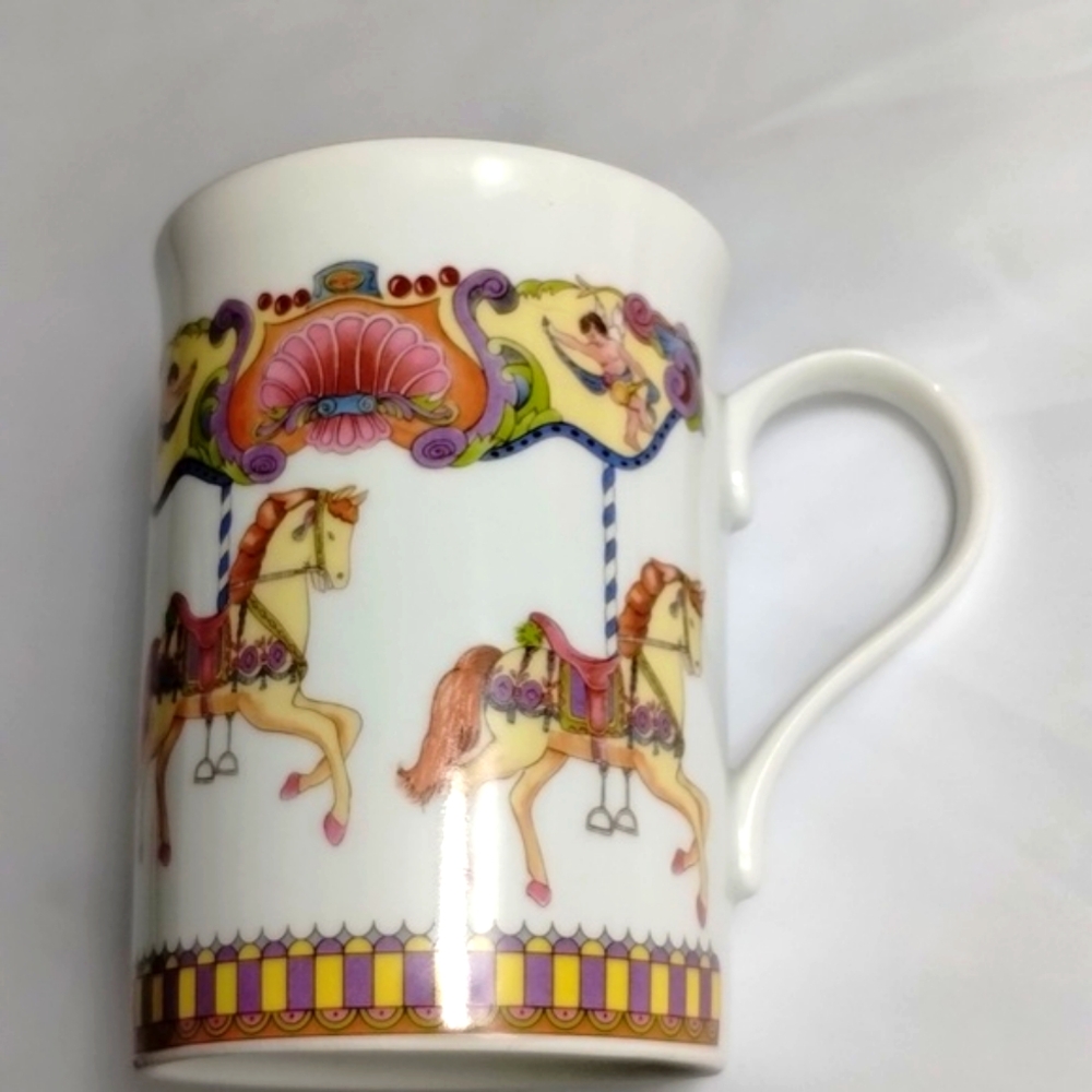 Crown Trent Fine Bone China Staffordshire England Gold Plated Rim Horses & Angel